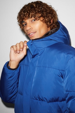 C&A Clockhouse Gesteppt With Hood Recycled Jacke Herren Blau | PVIAU-9352