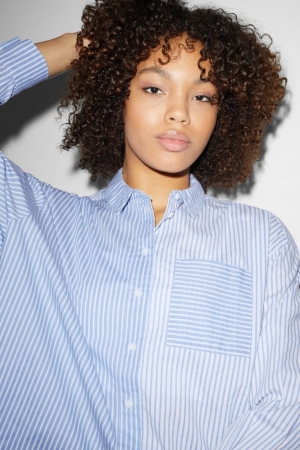 C&A Clockhouse Gestreift Bluse Damen Blau Weiß | FOVWB-1673