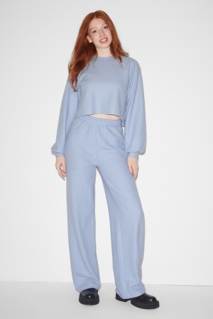 C&A Clockhouse Gestrickt Loose Fit Hosen Damen Hellblau | VAUKE-8627