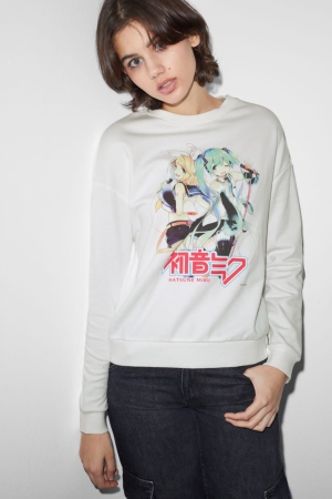 C&A Clockhouse Hatsune Miku Sweatshirts Damen Weiß | GVCBM-0359