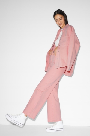 C&A Clockhouse High Taille Weite Leg Hosen Damen Rosa | EZFKB-0261