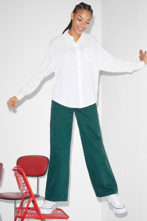 C&A Clockhouse High Taille Weite Leg Hosen Damen Dunkelgrün | SLKXY-7081