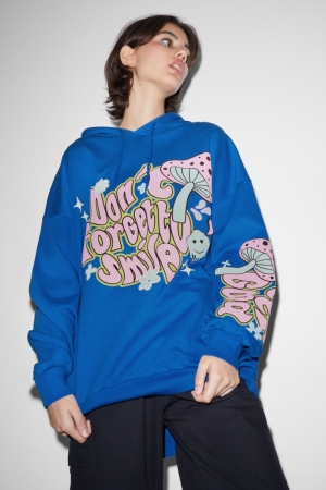 C&A Clockhouse Hoodie Damen Blau | PNEGM-6193