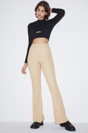 C&A Clockhouse Jersey Flared Hosen Damen Beige | ANLGM-6490
