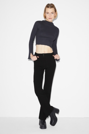 C&A Clockhouse Jersey Flared With Lenzing™ Ecovero™ Hosen Damen Schwarz | PODXJ-8251