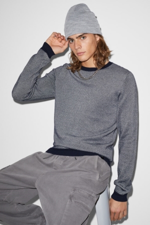 C&A Clockhouse Jumper Herren Dunkelblau Weiß | IBEJZ-1786