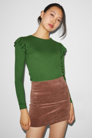 C&A Clockhouse Long Sleeve Oberteile Damen Dunkelgrün | CPOFR-3276