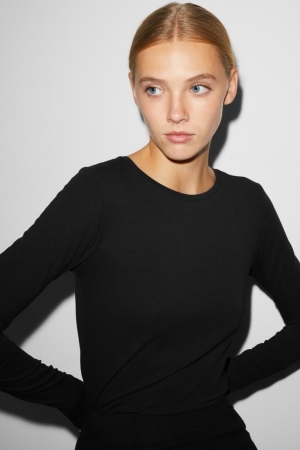 C&A Clockhouse Long Sleeve Recycled Oberteile Damen Schwarz | MTAQE-6581