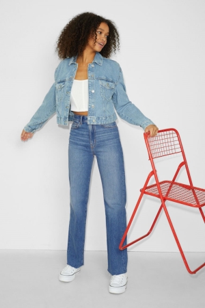 C&A Clockhouse Loose Fit High Taille Jeans Damen Blau | FNHKD-7354
