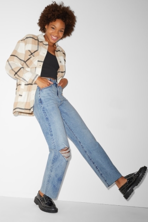 C&A Clockhouse Loose Fit High Taille Jeans Damen Blau Hellblau | GYVOS-6214