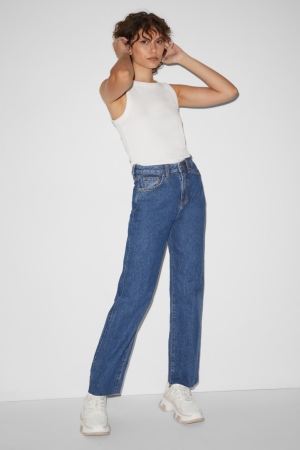 C&A Clockhouse Loose Fit High Taille Jeans Damen Blau | LHEMW-5243