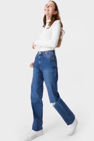 C&A Clockhouse Loose Fit High Taille Jeans Damen Blau | RMWOS-3291
