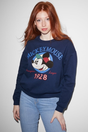 C&A Clockhouse Mickey Mouse Sweatshirts Damen Dunkelblau | AVYKE-8613