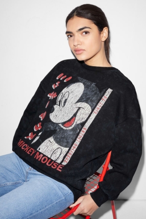 C&A Clockhouse Mickey Mouse Sweatshirts Damen Grau | DNYCA-7289