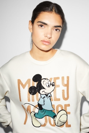 C&A Clockhouse Mickey Mouse Sweatshirts Damen Weiß | FSYAJ-0378