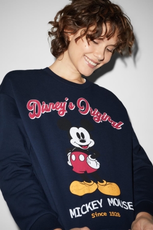 C&A Clockhouse Mickey Mouse Sweatshirts Damen Dunkelblau | YSITP-8491