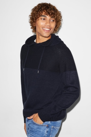 C&A Clockhouse Mit Kapuze Jumper Herren Dunkelblau | NXKAC-5624