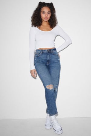 C&A Clockhouse Mom High Taille Jeans Damen Blau | AUIOJ-6723