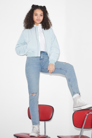 C&A Clockhouse Mom High Taille Jeans Damen Blau Hellblau | NBQRI-8612