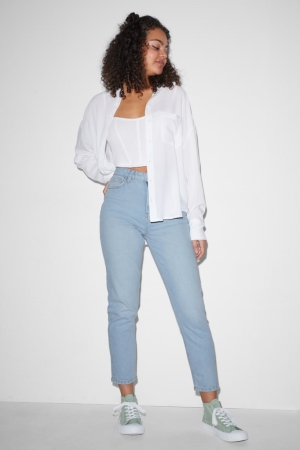 C&A Clockhouse Mom High Taille Jeans Damen Blau Hellblau | RLHTF-0314
