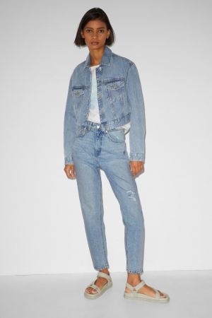 C&A Clockhouse Mom High Taille Recycled Jeans Damen Blau Hellblau | BPECS-1205