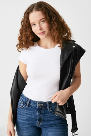 C&A Clockhouse Multipack Of 2Organic Baumwoll T-shirts Damen Weiß | HXGTV-2104