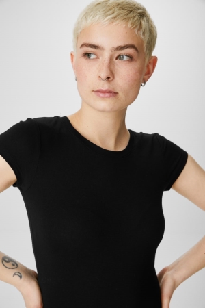 C&A Clockhouse Multipack Of 2Organic Baumwoll T-shirts Damen Schwarz Weiß | PJAGI-8149