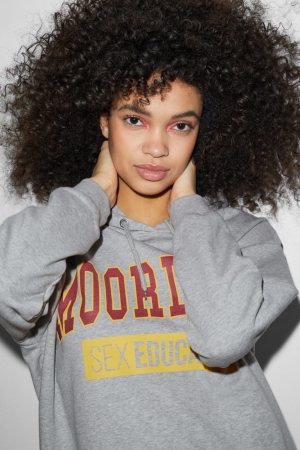 C&A Clockhouse Netflix Sex Education Hoodie Damen Hellgrau | OLSWZ-3740