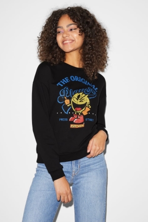 C&A Clockhouse Pac-man Sweatshirts Damen Schwarz | MUFQW-1053