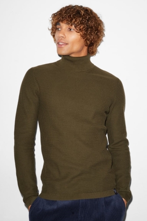 C&A Clockhouse Polo Neck Jumper Herren Dunkelgrün | PSMHE-4869