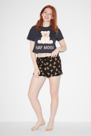 C&A Clockhouse Pyjama Nachtwäsche Damen Schwarz | VQBCL-2963