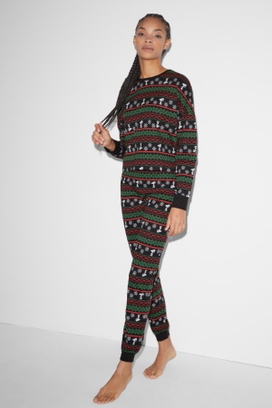 C&A Clockhouse Pyjama Snoopy Nachtwäsche Damen Schwarz | FQWIH-9276