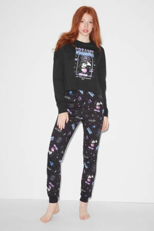 C&A Clockhouse Pyjamas Mickey Mouse Nachtwäsche Damen Schwarz | EYUMB-5346