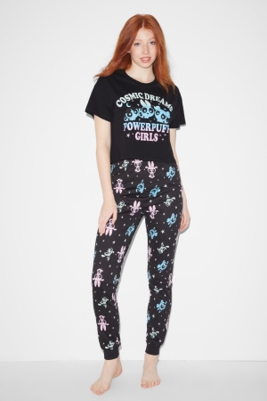 C&A Clockhouse Pyjamas Powerpuff Girls Nachtwäsche Damen Schwarz | MQXYH-1579