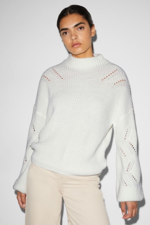 C&A Clockhouse Recycled Jumper Damen Weiß | KPTYN-6025