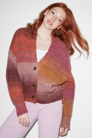C&A Clockhouse Recycled Strickjacke Damen Dunkelrosa | PWGXH-1369