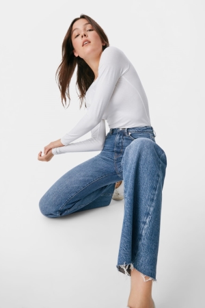 C&A Clockhouse Relaxed High Taille Recycled Jeans Damen Blau | WQTJV-7125