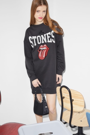C&A Clockhouse Rolling Stones Kleider Damen Dunkelgrau | CVPSF-0726