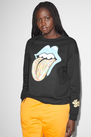 C&A Clockhouse Rolling Stones Sweatshirts Damen Schwarz | NPLCS-7328