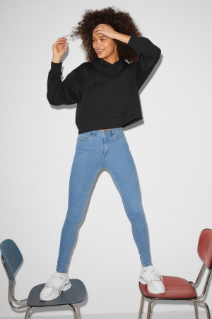 C&A Clockhouse Schlank High Taille Jeans Damen Blau Hellblau | SKTZO-0837