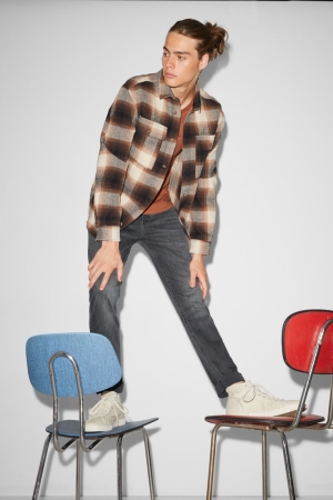 C&A Clockhouse Schlank Jeans Herren Blau Grau | ZJHLA-8637