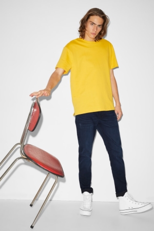 C&A Clockhouse Schlank Lycra® Jeans Herren Blau Dunkelblau | WVYEH-7938