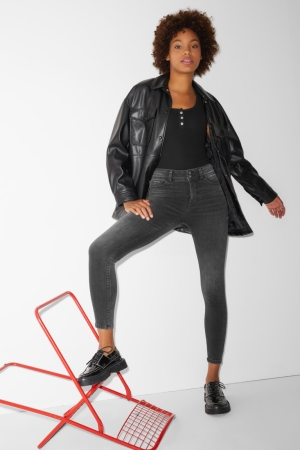 C&A Clockhouse Schlank Mid-rise Taille Lycra® Recycled Jeans Damen Blau Grau | UJFMV-1059