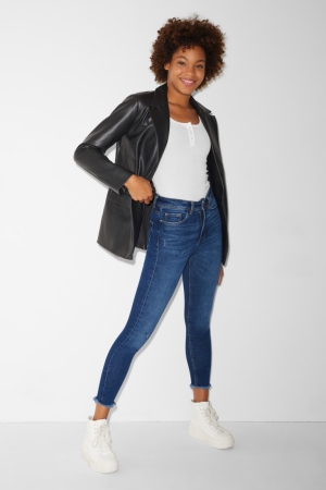 C&A Clockhouse Schlank Super High Taille Jeans Damen Blau | UPQBH-8602
