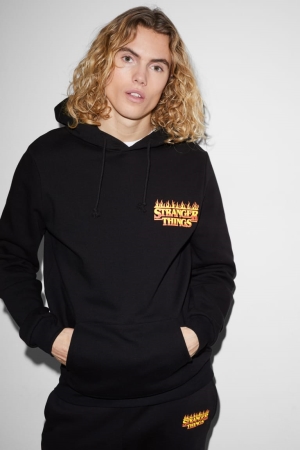 C&A Clockhouse Stranger Things Sweatshirts Herren Schwarz | GVKTM-1203