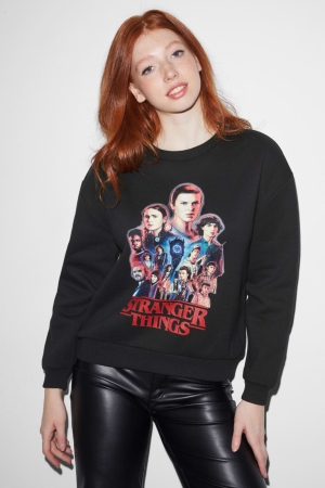 C&A Clockhouse Stranger Things Sweatshirts Damen Schwarz | GYMPS-2469