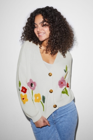 C&A Clockhouse Strickjacke Damen Weiß | BONCQ-3916