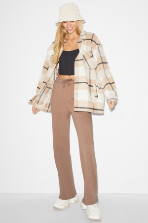 C&A Clockhouse Sweat Palazzo Hosen Damen Hellbraun | EHBWV-2503
