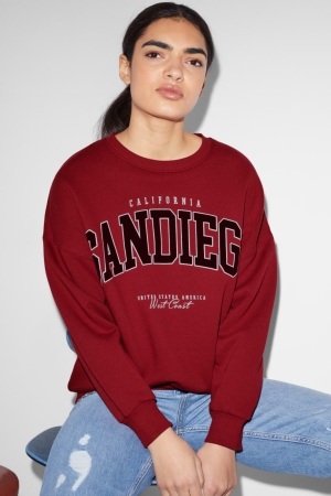 C&A Clockhouse Sweatshirts Damen Dunkelrot | OCBIS-7246