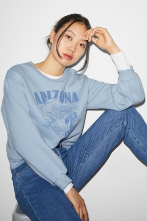 C&A Clockhouse Sweatshirts Damen Hellblau | KPJIG-5369